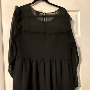 Black top with sheer detail